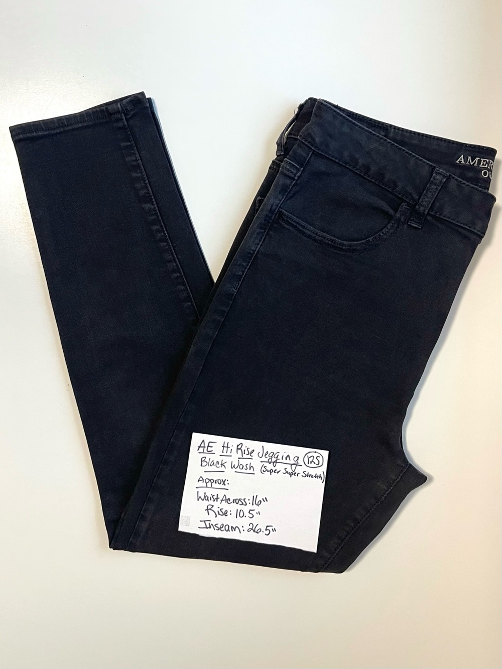American Eagle Hi-Rise Jegging - Super Super Stretch Black Wash - Size 12 Short - Picture 2 of 9